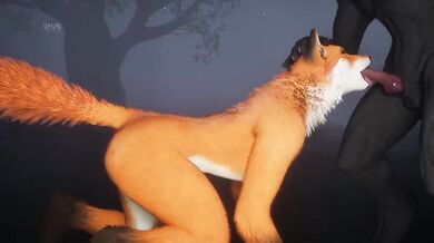 The fox girl gets fucked raw by the big handsome human wolf
