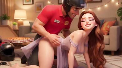 Passionate Night With Pizza Delivery Helmet In Bedroom Big Tits Solo Role Play