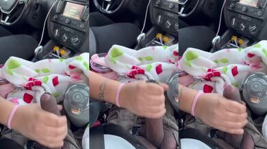 Amateur handjob while driving raw cock hungry wife