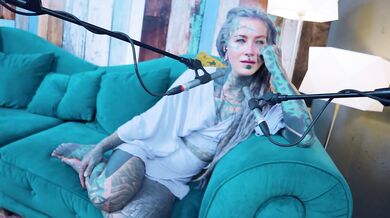 Tattooed model ASMR tease and overcome On camera passion