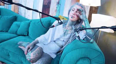 Tattooed model ASMR tease and overcome On camera passion