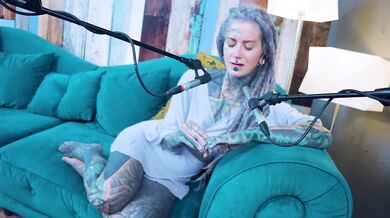 Tattooed model ASMR tease and overcome On camera passion