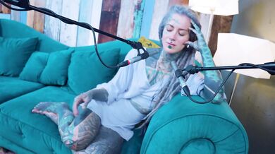 Tattooed model ASMR tease and overcome On camera passion