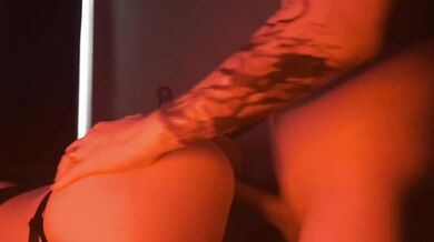 Spanked slut takes hard dick in doggy and missionary while her pussy drips cum
