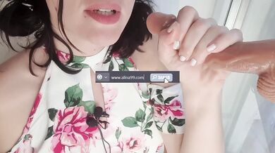 slutty neighbor deepthroats then rubs your cock on her wet pussy begging for orgasm