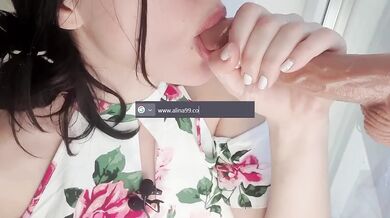 slutty neighbor deepthroats then rubs your cock on her wet pussy begging for orgasm