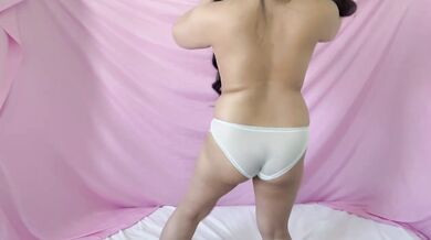 Asian striptease petite dancing in silk lingerie ASMR solo