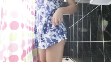 Horny college girl bleeds in shower then gets juicy ass and massive tits fucked raw