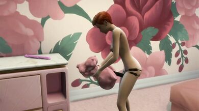 Petite redhead destroyed by wicked whims dildo in Sims 4