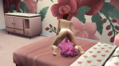 Petite redhead destroyed by wicked whims dildo in Sims 4