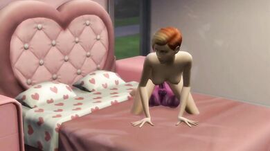 Petite redhead destroyed by wicked whims dildo in Sims 4