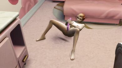 Petite redhead destroyed by wicked whims dildo in Sims 4