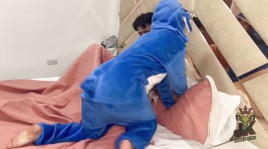 Step Bro tears your stitch onesie no panties Creampie while Dad’s home Quiet!