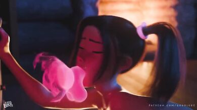 She squirted loud on the animated dildo till it was soaked