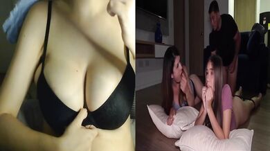 Sneaking into my stepsis room and double creampie fucking her bestie raw