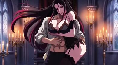 Gothic vampire queen drains mortal man into forbidden ecstasy with eternal bite