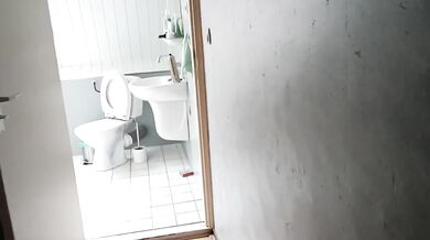Homemade bunny girl creampie explodes brown cock