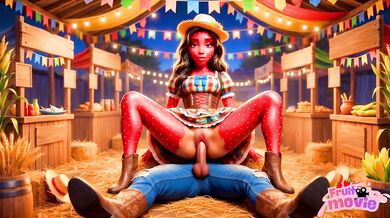 Moranguete gets railed at Festa Junina hardcore anal and pink pussy fucking