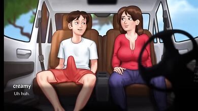 Unexpected car sex ride with big dick creampie on hot blonde milf