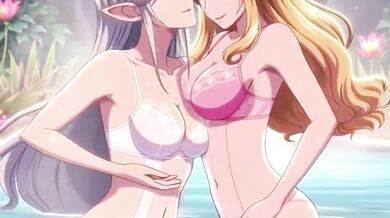 Two gorgeous lesbians melt in a hot springs orgy wet pussy squirt