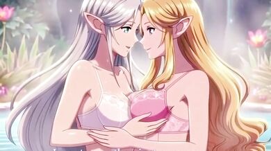 Two gorgeous lesbians melt in a hot springs orgy wet pussy squirt