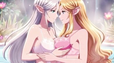 Two gorgeous lesbians melt in a hot springs orgy wet pussy squirt