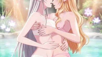 Two gorgeous lesbians melt in a hot springs orgy wet pussy squirt