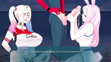 Truth or Dare ends with massive cock gagging in bathroom blowjob hentai game