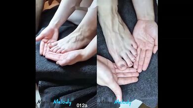 Big boobs feet lift sole covered while cum drips hard play solo