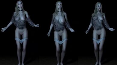 3D anime slut shakes her cartoon tits and ass in strip club lingerie