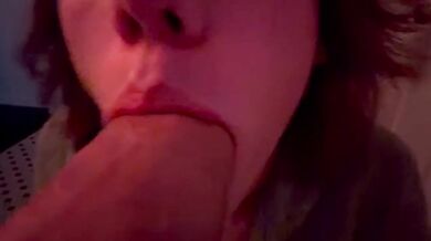 Sloppy Femboy Blowjob on Huge Dildo