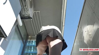 Bare Pussy Flashing Under Mini Skirt No Panties Russian Milf Public Tease