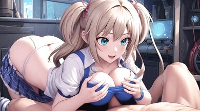Blonde pigtails POV titfuck creampie in uniform