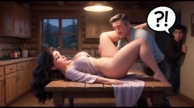 Stepmom’s winter sin Kevin gets choked on big tits while she rides his cock