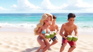 Married Blonde's Beach Tease Leads to Wild House Game with Husband and Young Men