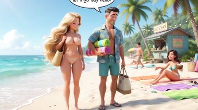 Married Blonde's Beach Tease Leads to Wild House Game with Husband and Young Men