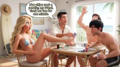 Married Blonde's Beach Tease Leads to Wild House Game with Husband and Young Men