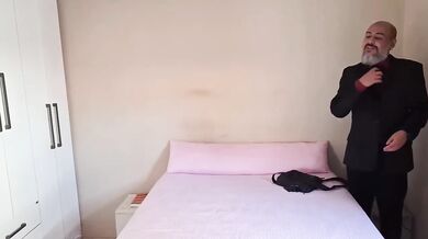 Wife strips teases hubby home from work until he can’t resist her creampie tongue kiss