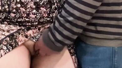 Stranger fingers my pussy under skirt in public till I cum hard