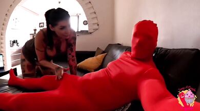 Her new neighbor a red mime fucks her ass raw with anal creampie