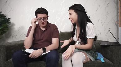 Nerde gets his first anal test with his girlfriend huge ass stuffed deep