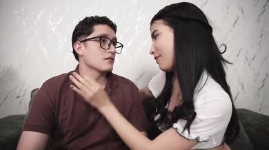 Nerde gets his first anal test with his girlfriend huge ass stuffed deep