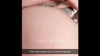 Peeing all over her tits while holding desperation in bed