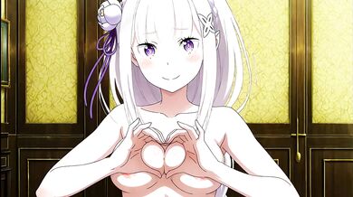 Emilia glistens under raw Hentai cosplay torment in Re Zero compilation