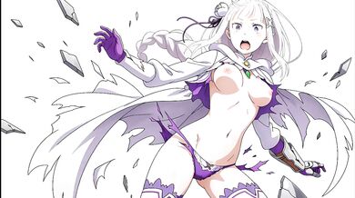 Emilia glistens under raw Hentai cosplay torment in Re Zero compilation