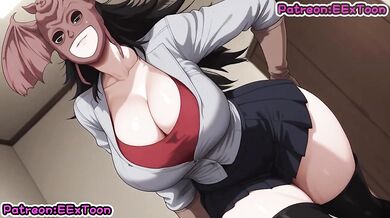 Asuka’s Rough Blowjob Tears Drenching Big Tits in Neon Genesis Hentai