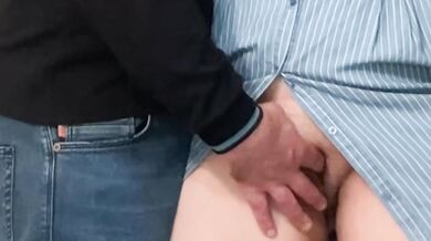 Nice Whore's Panty-Free Pussy Gets Fingered by Random Stranger Publicly