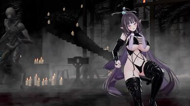 Elf VTuber stripped down in wild MMD hentai cosplay strip