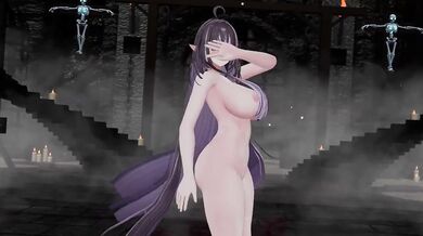 Elf VTuber stripped down in wild MMD hentai cosplay strip