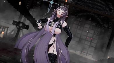 Elf VTuber stripped down in wild MMD hentai cosplay strip
